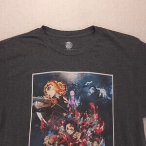 Demon Slayer Anime Short Sleeve Crew Neck Graphic T-Shirt Mens Size M Gray